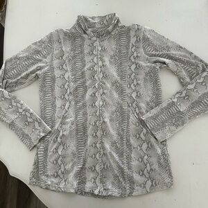 San soleil full zip up mock neck jacket spf 50 snake print white/silver